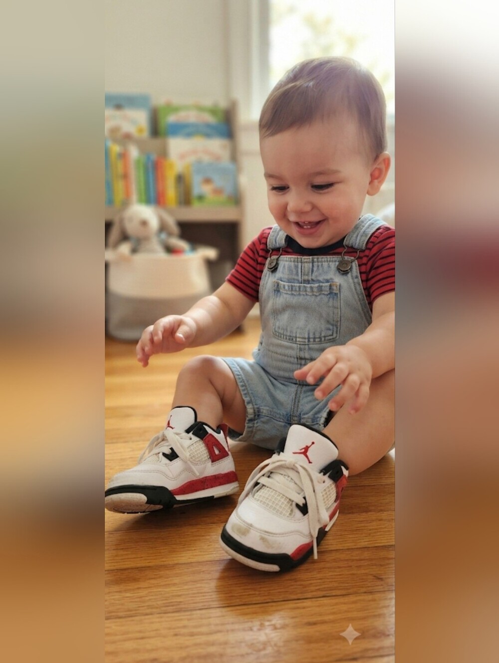 Jordan 4 Retro Toddler Size 6C - Classic White/Red/Black Basketball Style